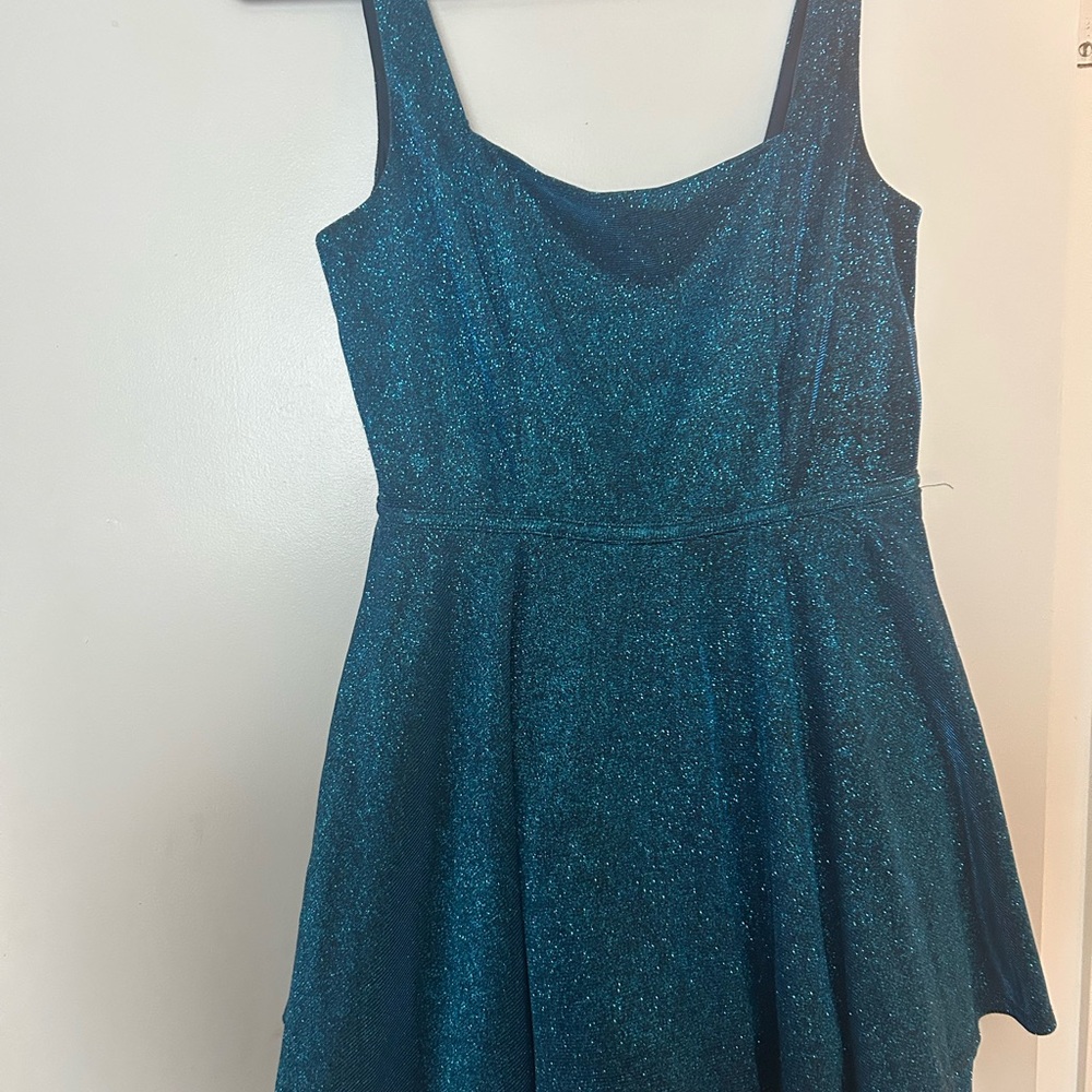 City Triangles Teal Glitter Party Dress
